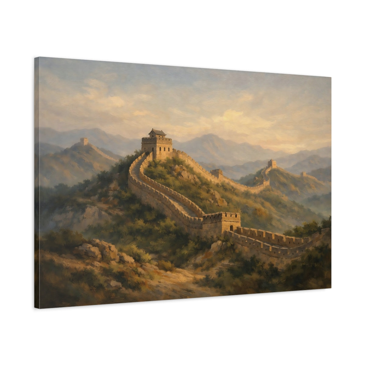Side Mockup 1. Nature Great Wall Great Wall Landscape shown as stretched canvas wall art
