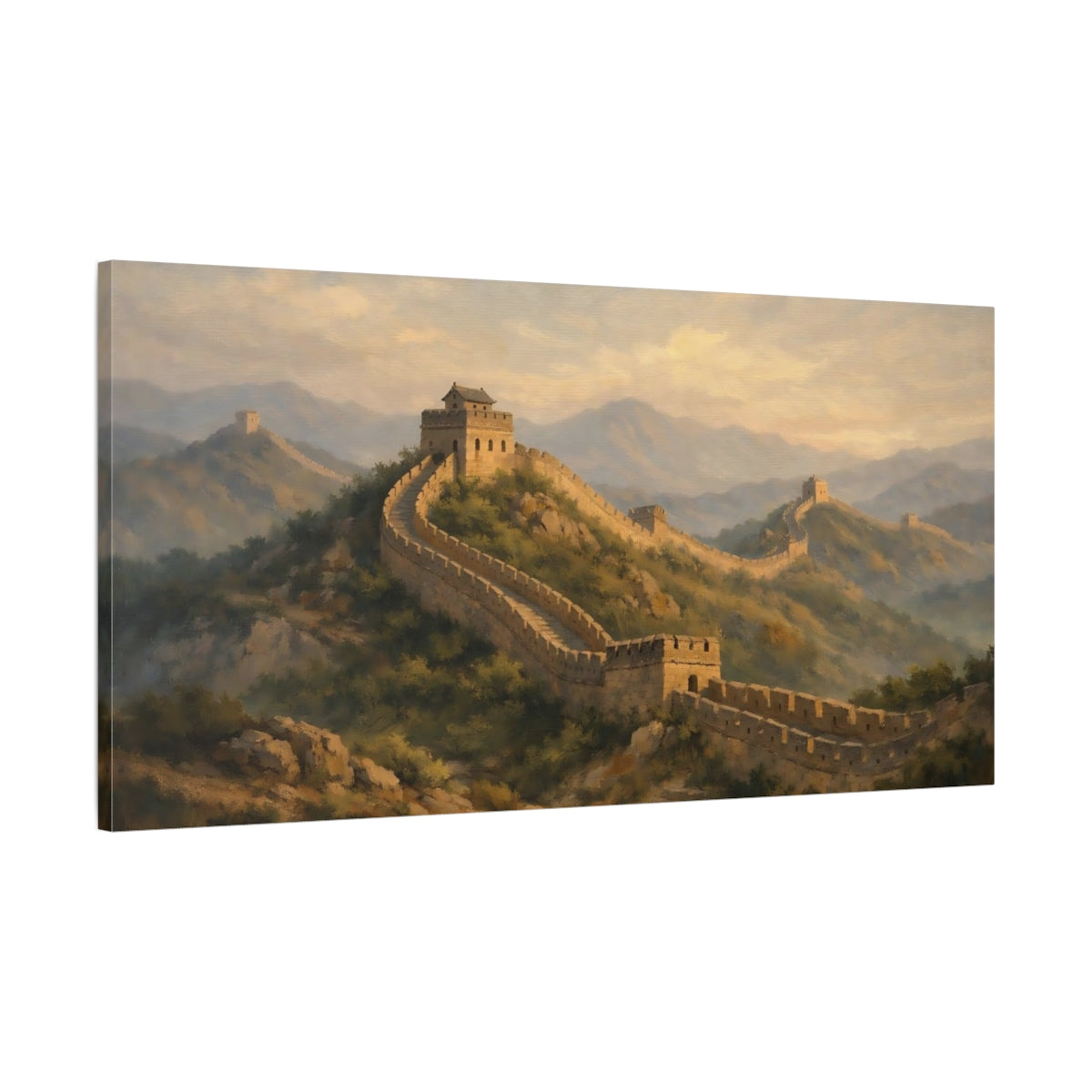 Side Mockup 1. Nature Great Wall Great Wall Landscape shown as stretched canvas wall art