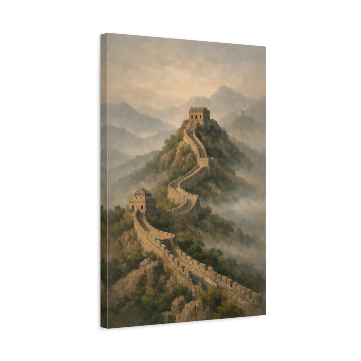 Side Mockup 3. Nature Great Wall Stone Wall Landscape shown as stretched canvas wall art
