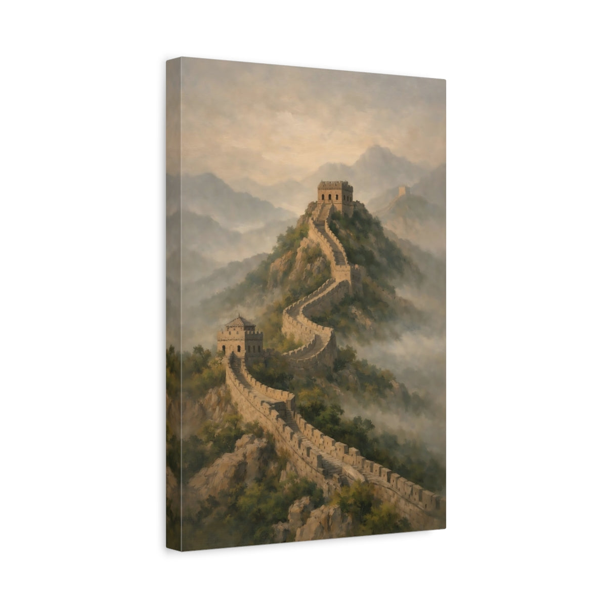 Side Mockup 4. Nature Great Wall Stone Wall Landscape shown as stretched canvas wall art