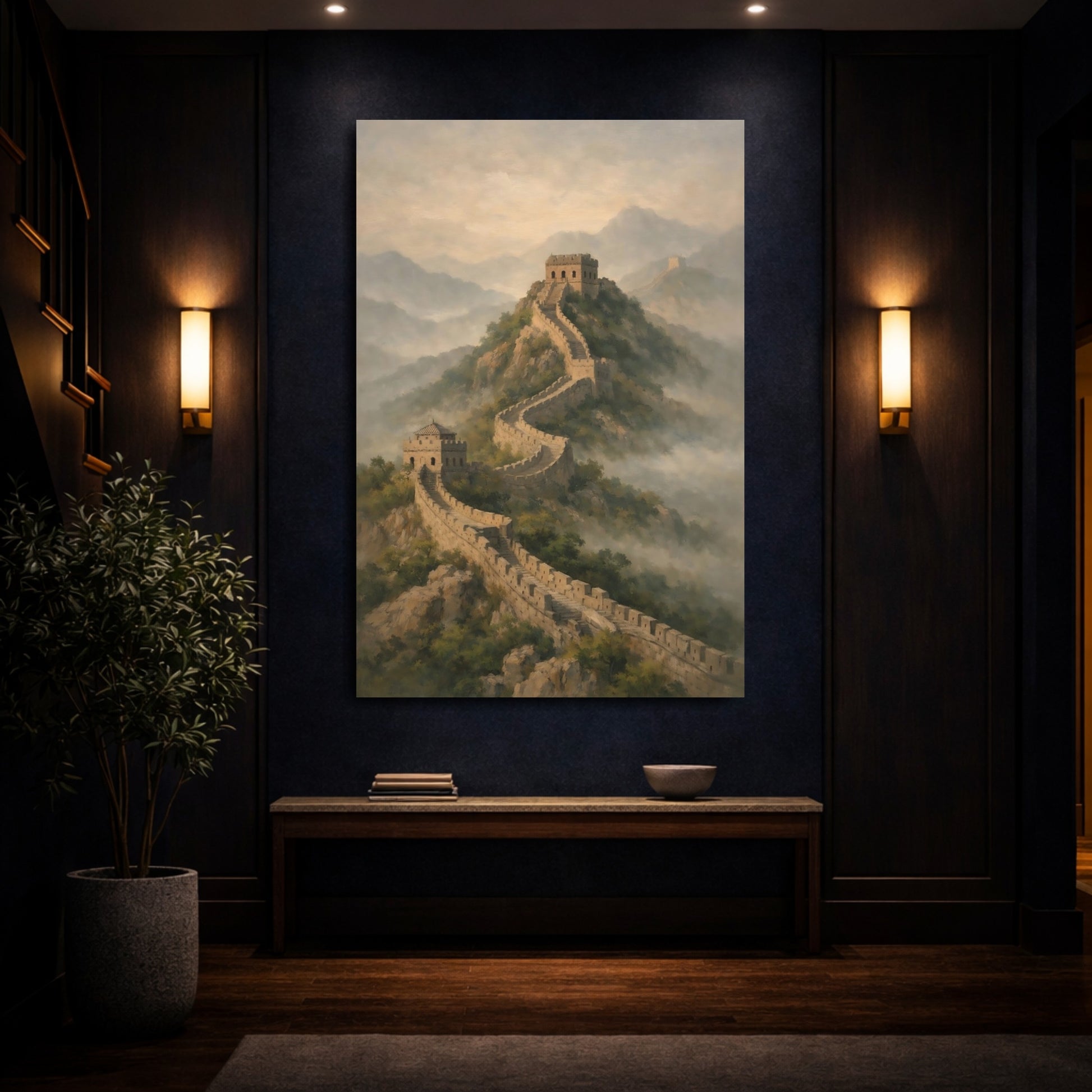 Mockup 3. Nature Great Wall Stone Wall Landscape shown as stretched canvas wall art
