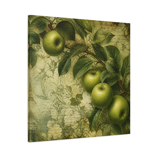 Main Mockup. Nature Green Apples Green Apples Vintage shown as stretched canvas wall art