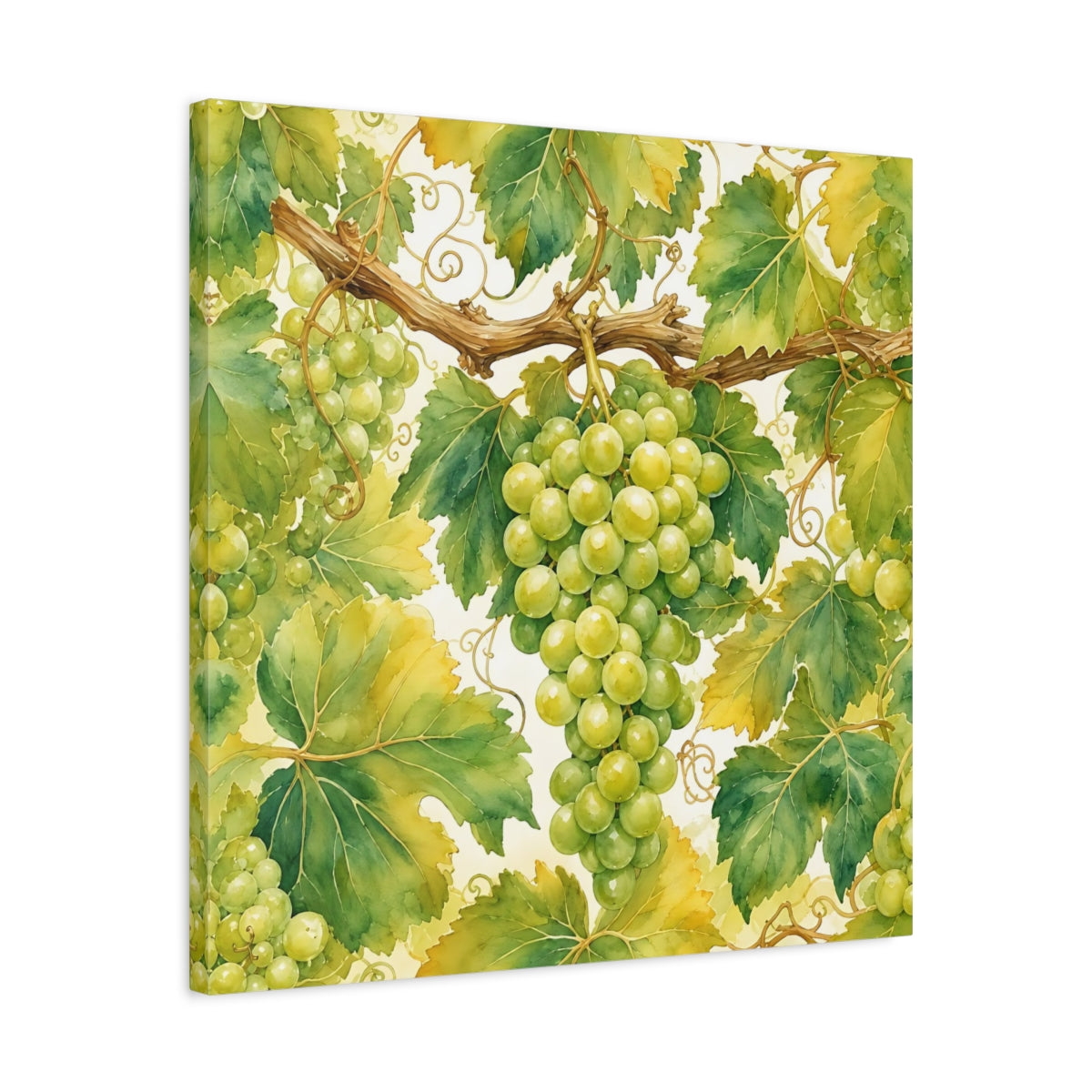 Side Mockup 4. Nature Green Grapes Green Grapes shown as stretched canvas wall art