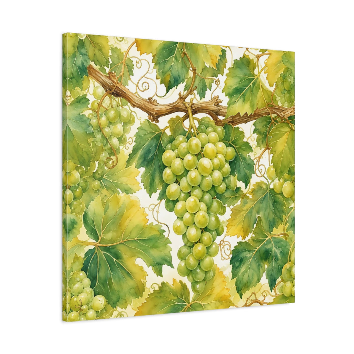 Side Mockup 3. Nature Green Grapes Green Grapes shown as stretched canvas wall art