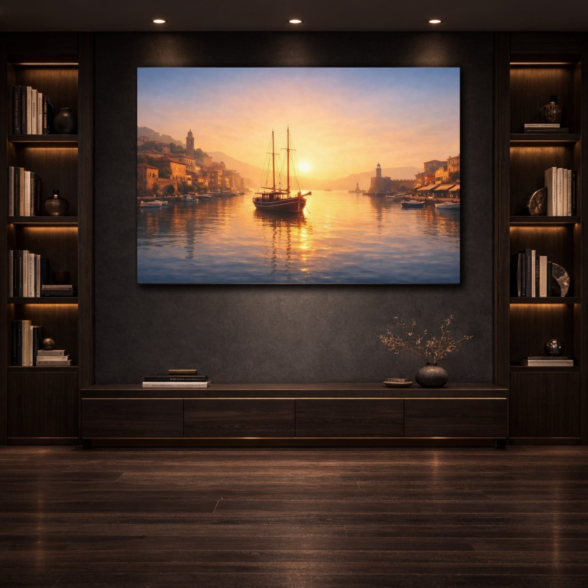 Nature Harbor Sunset - Canvas Wall Art Print - YesArtYes