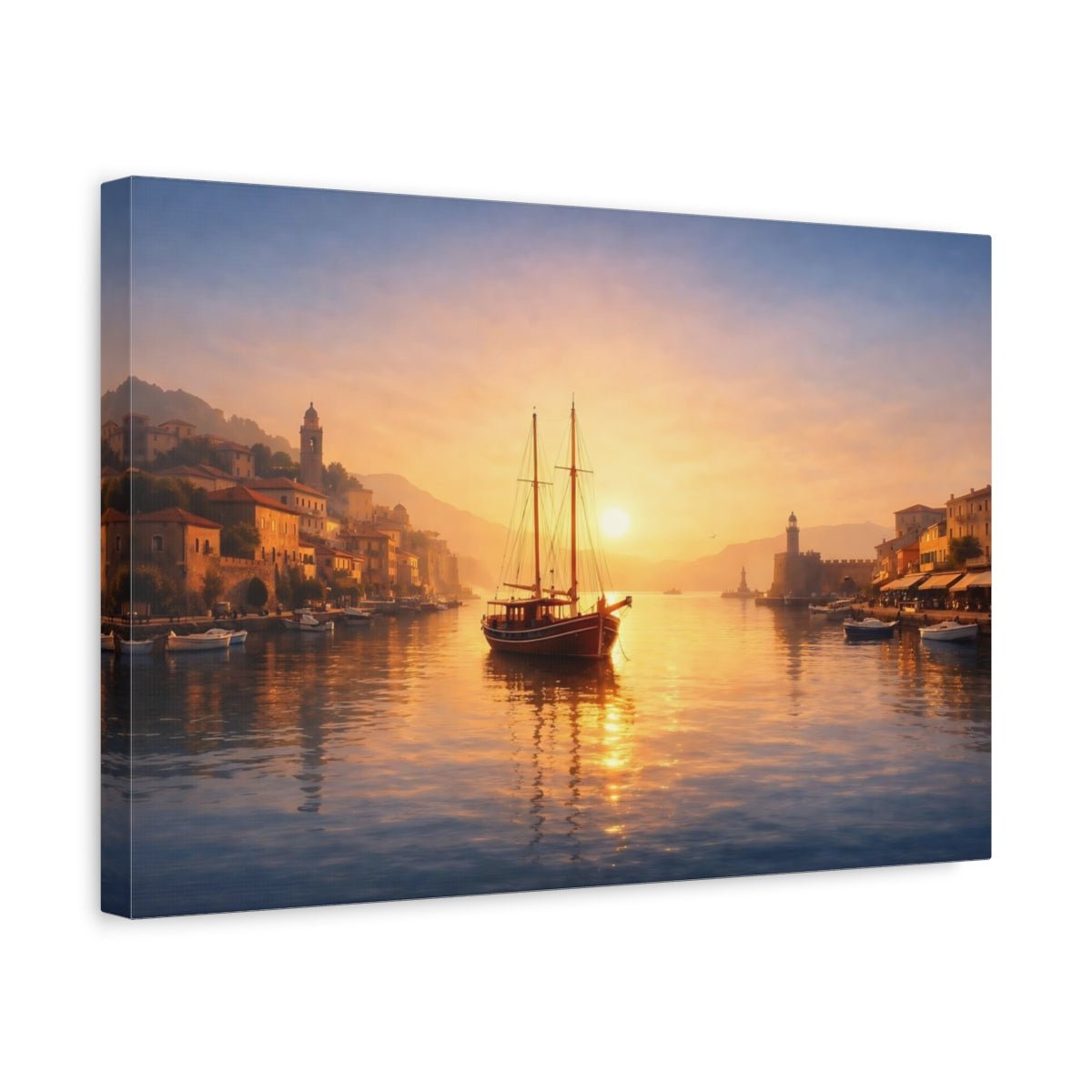 Nature Harbor Sunset - Canvas Wall Art Print - YesArtYes