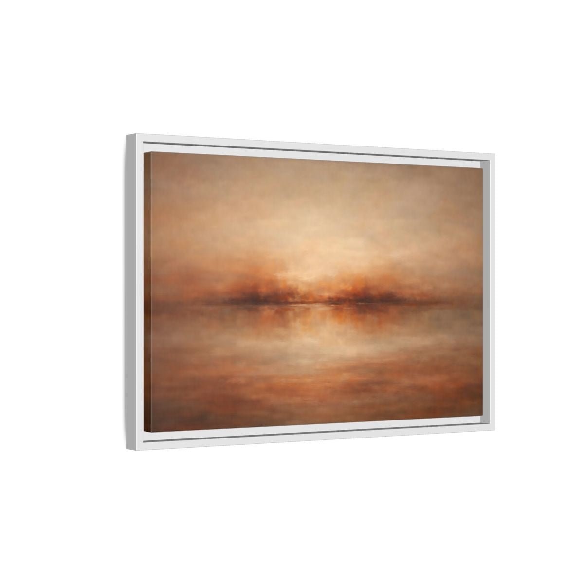 Side Mockup 1. Nature Hazy Horizon Warm Earth Tones shown as stretched canvas wall art