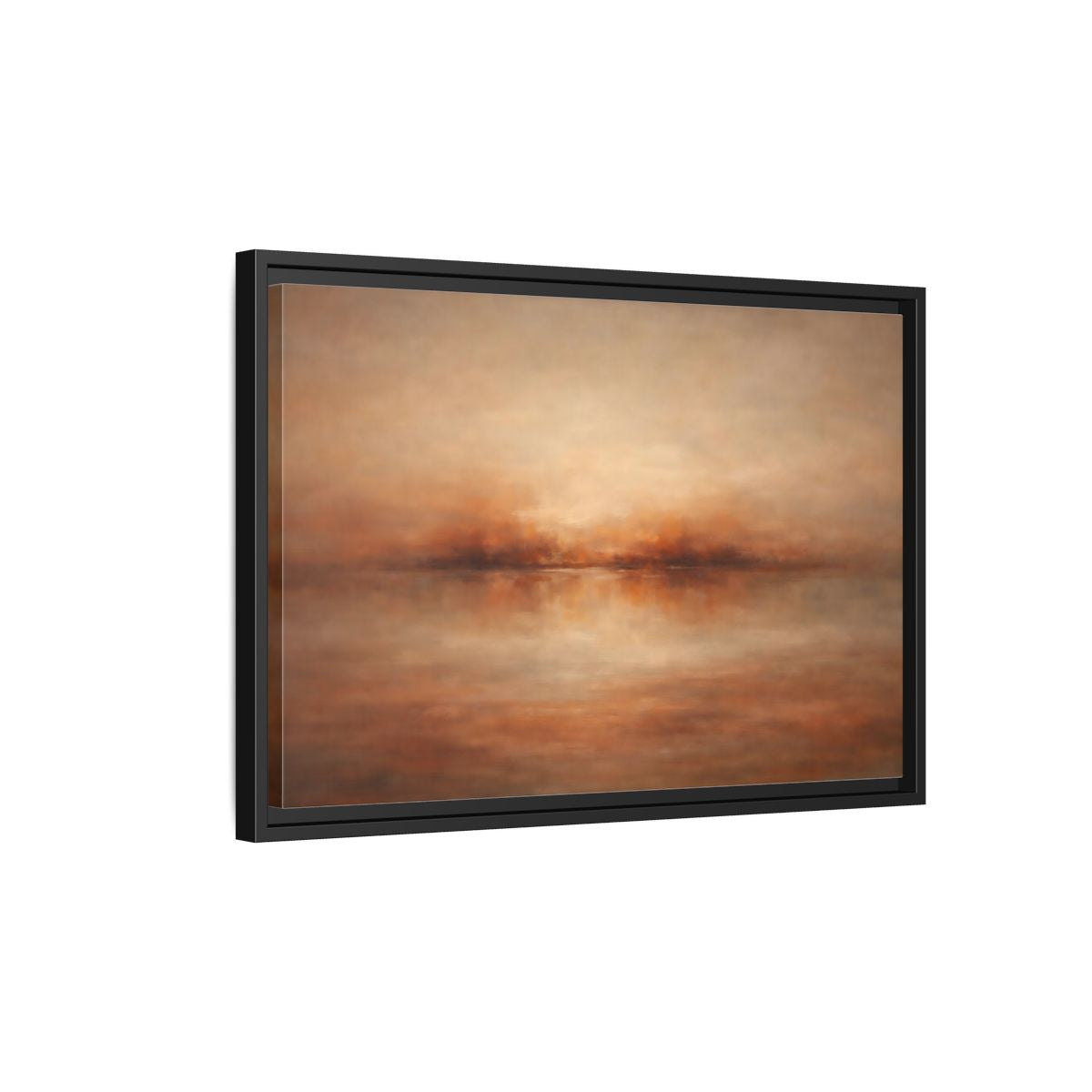 Side Mockup 3. Nature Hazy Horizon Warm Earth Tones shown as stretched canvas wall art