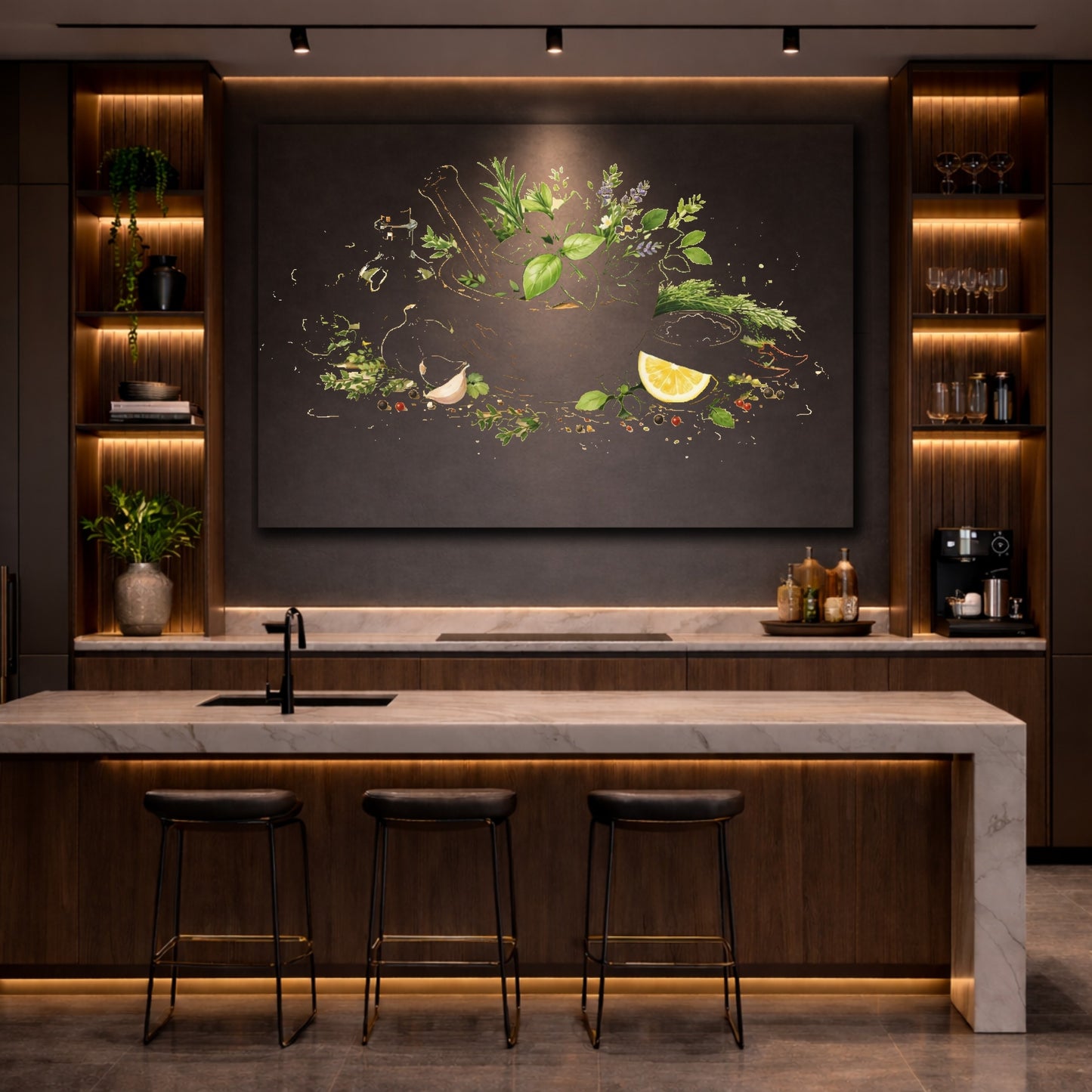 Nature Herbs And Spices Herbs Spices Watercolor shown as front canvas room wall art