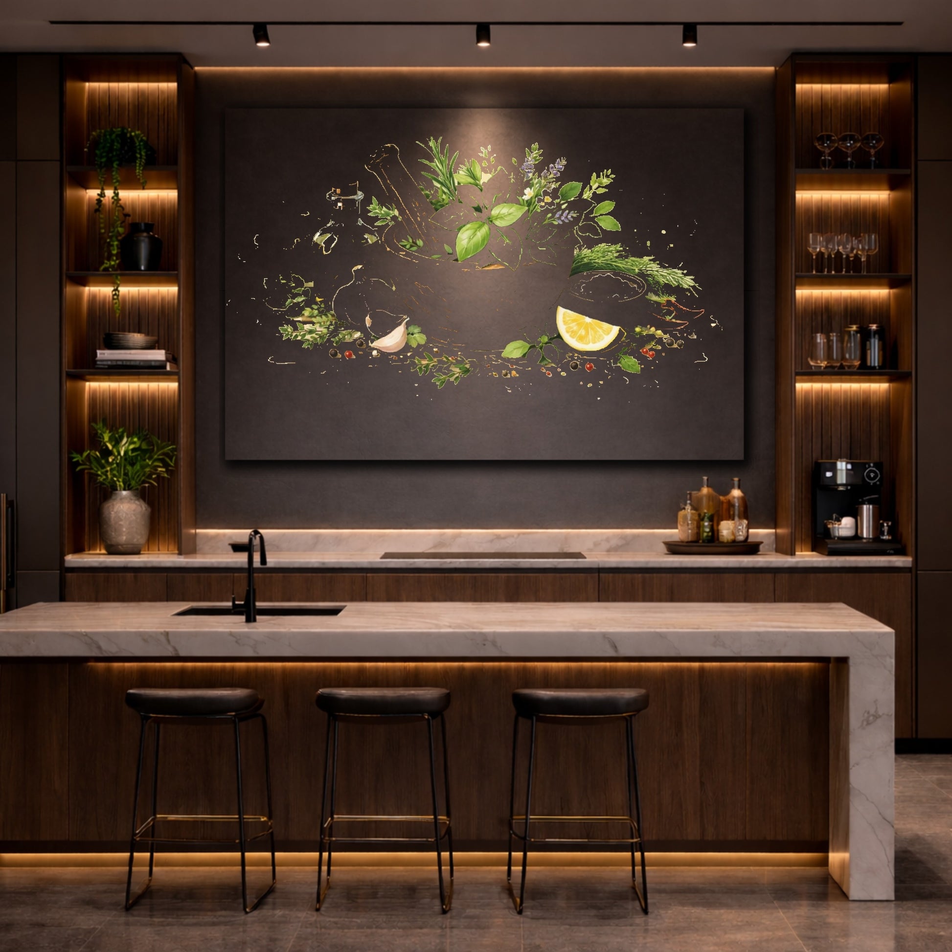 Nature Herbs And Spices Herbs Spices Watercolor shown as front canvas room wall art