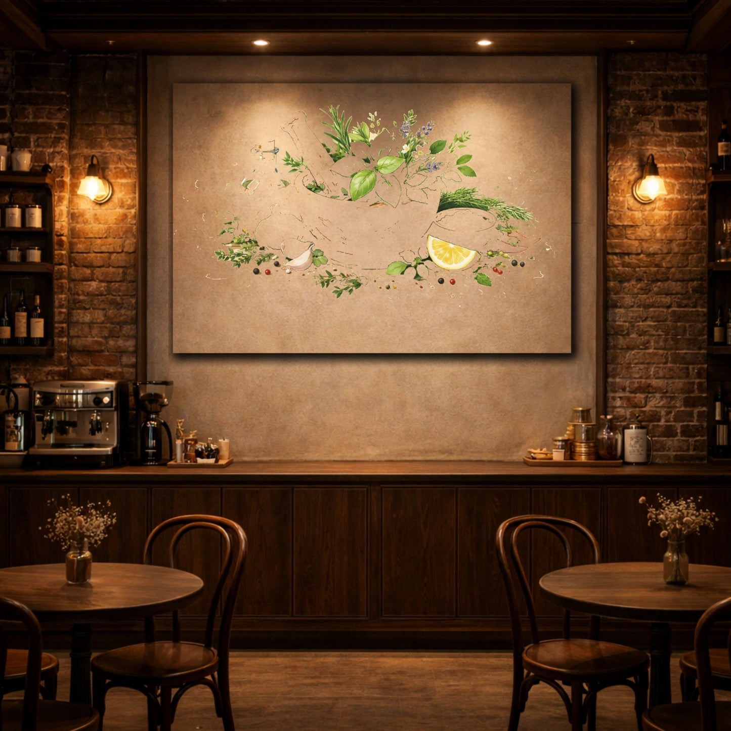 Nature Herbs And Spices Herbs Spices Watercolor shown as front canvas room wall art