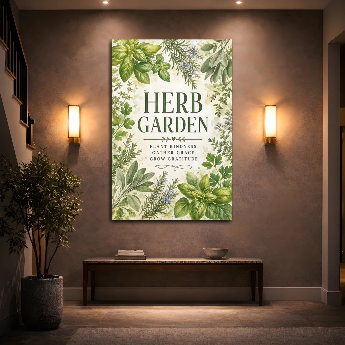 Nature Herbs Green Canvas Print – Kitchen, Dining Area Wall, - YesArtYes