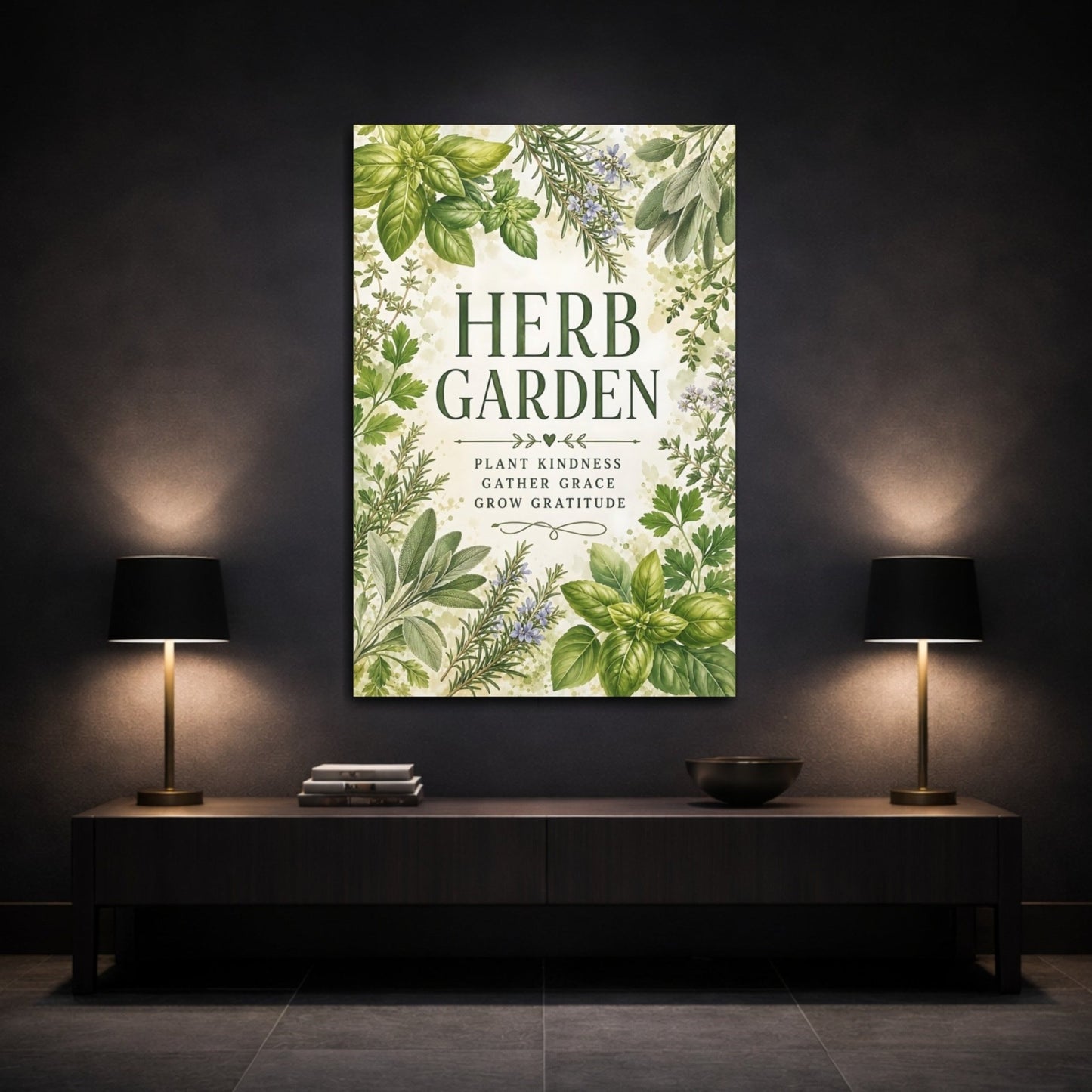 Nature Herbs Green Canvas Print – Kitchen, Dining Area Wall, - YesArtYes