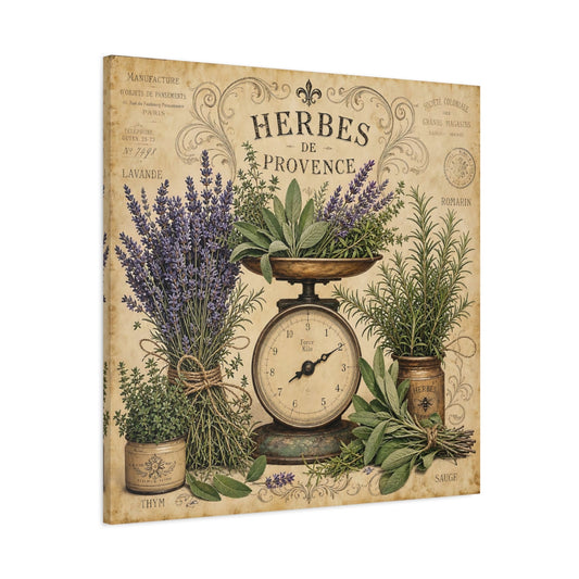 Main Mockup. Nature Herbs Vintage Herbs shown as stretched canvas wall art
