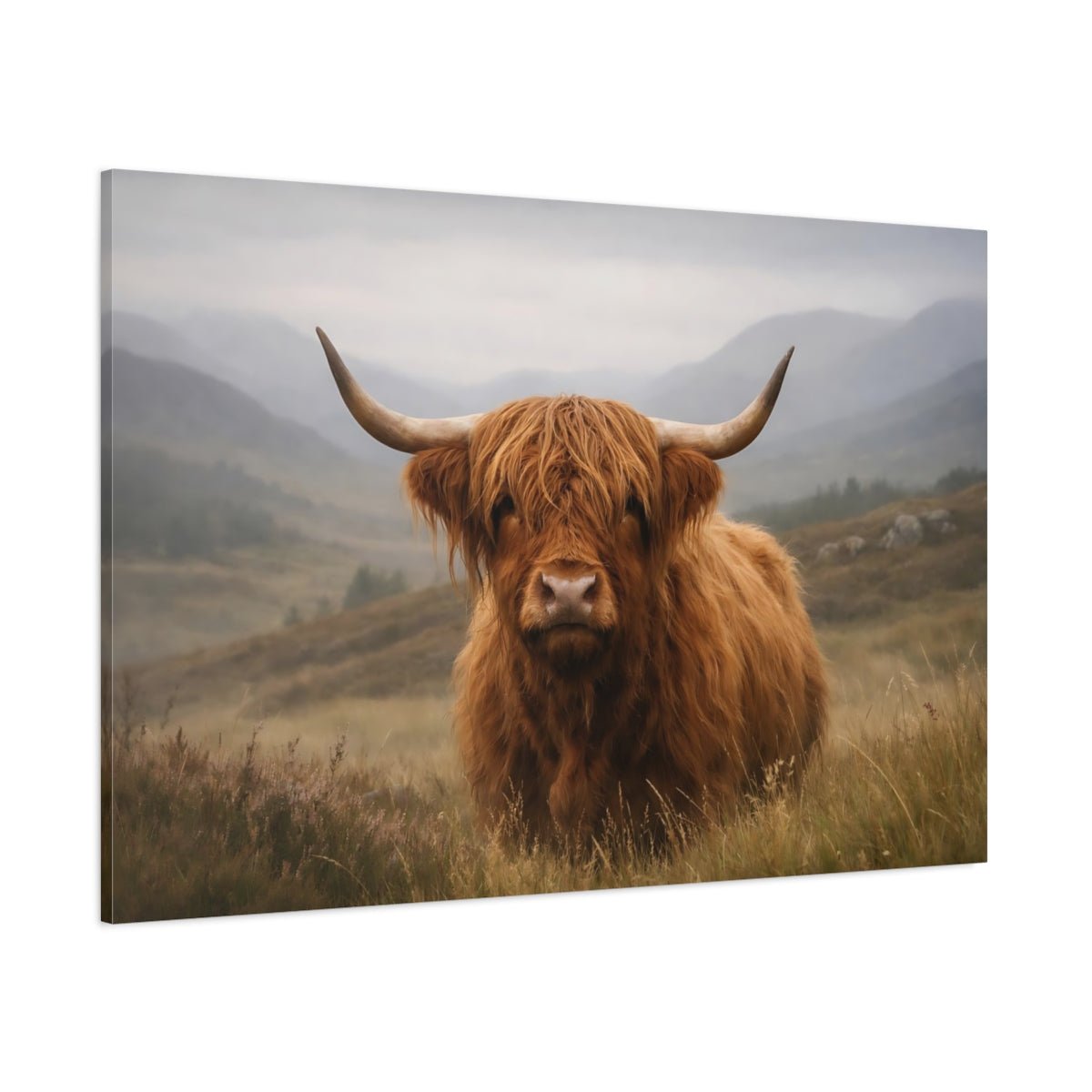 Nature Highland Cow Portrait Animals - Canvas Wall Art Print - YesArtYes