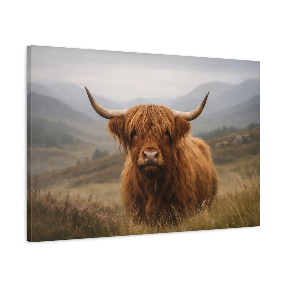 Nature Highland Cow Portrait Animals - Canvas Wall Art Print - YesArtYes