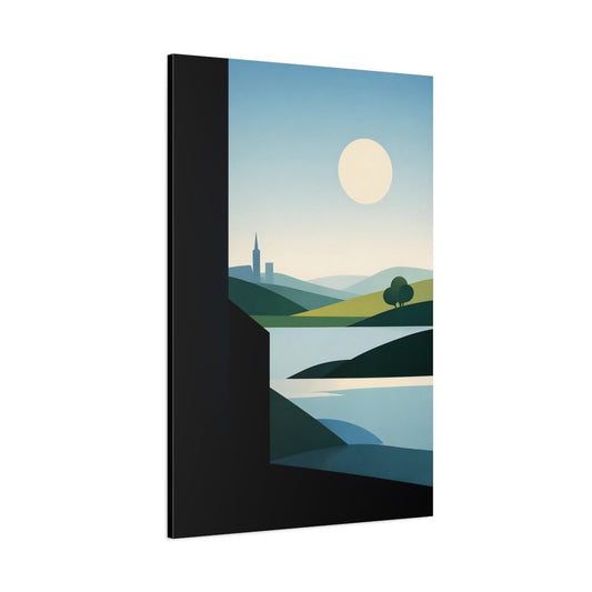Nature Hills And Lake Blue Green Landscape - Canvas Wall Art Print - YesArtYes