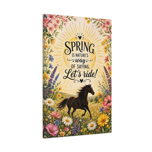 Main Mockup. Nature Horse Colorful Spring Meadow shown as stretched canvas wall art