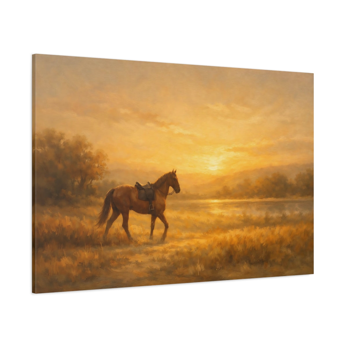Main Mockup. Nature Horse Golden Hour Horse shown as stretched canvas wall art