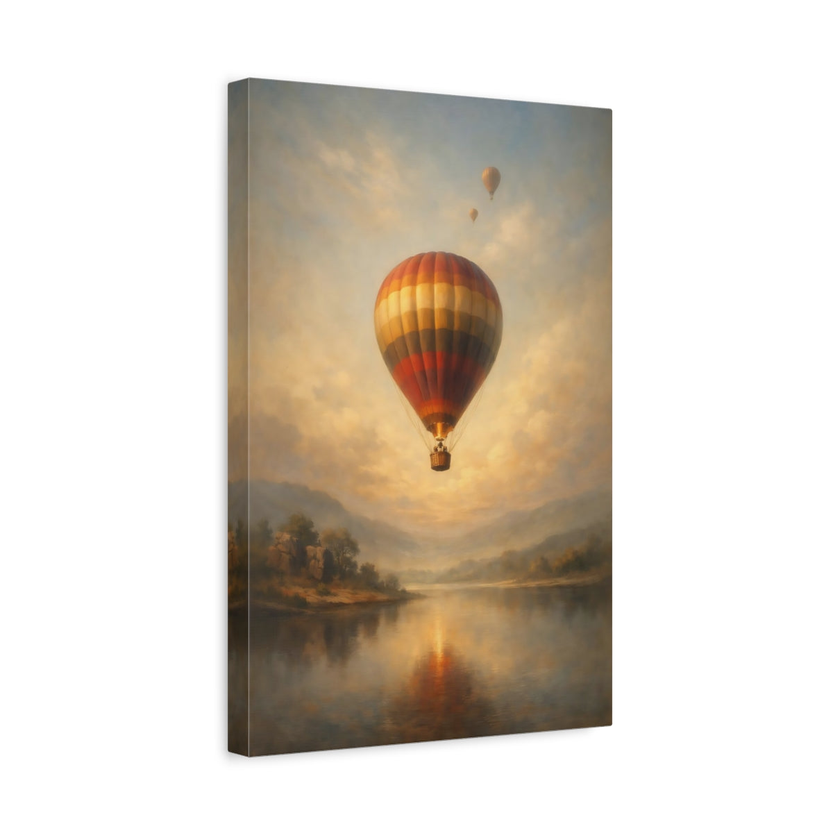 Side Mockup 4. Nature Hot Air Balloon Golden Hour Hot Air Balloon shown as stretched canvas wall art