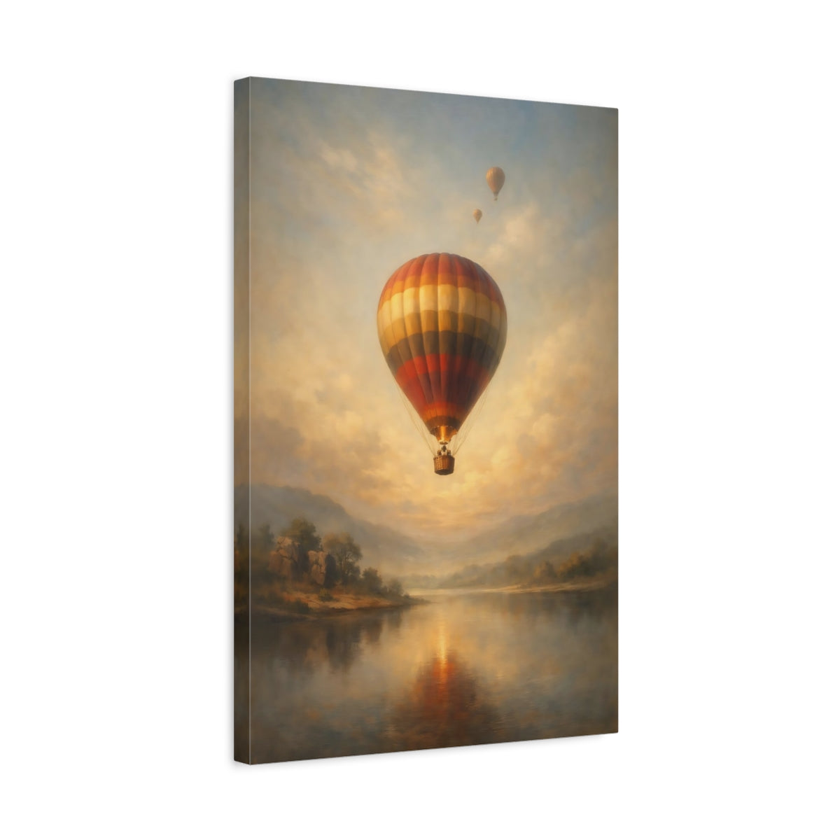 Side Mockup 3. Nature Hot Air Balloon Golden Hour Hot Air Balloon shown as stretched canvas wall art