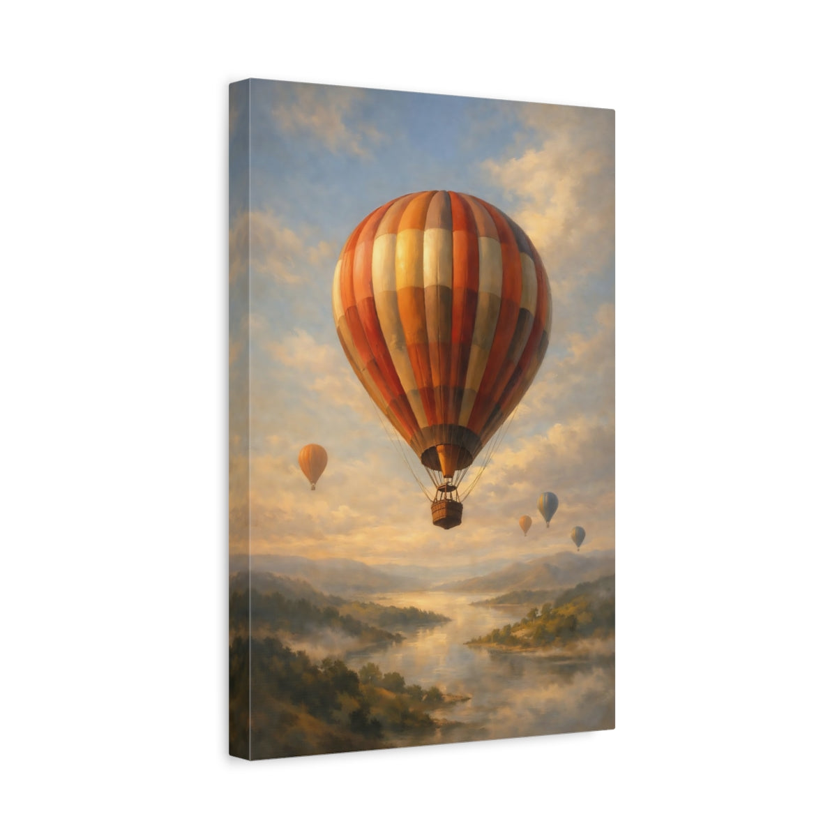 Side Mockup 4. Nature Hot Air Balloons Hot Air Balloons shown as stretched canvas wall art