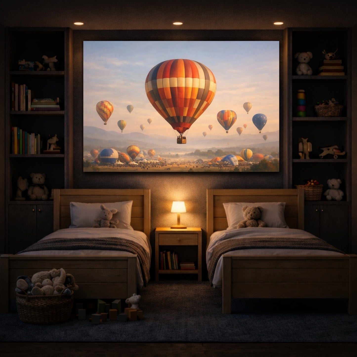 Nature Hot Air Balloons Colorful - Canvas Wall Art Print - YesArtYes