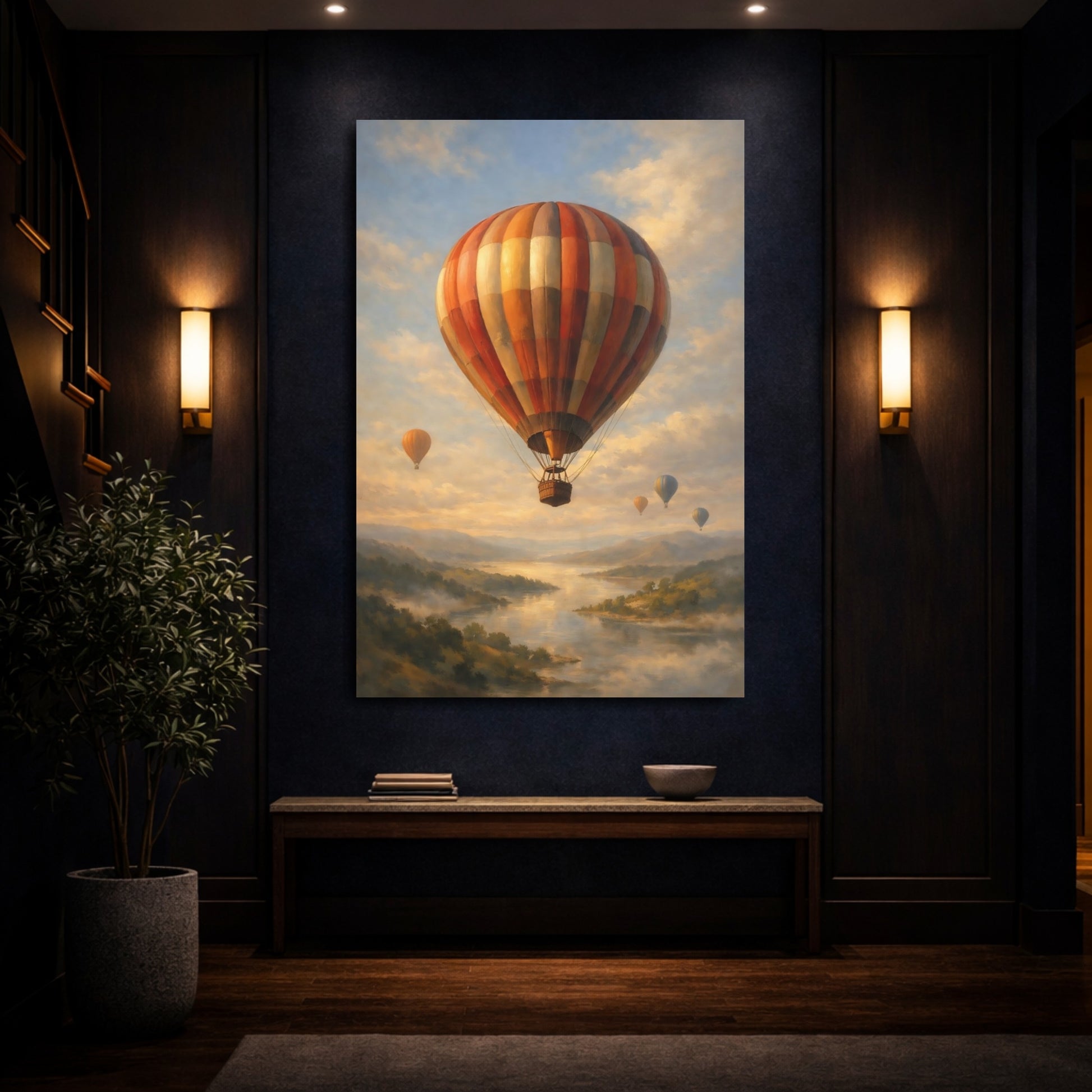 Mockup 3. Nature Hot Air Balloons Hot Air Balloons shown as stretched canvas wall art