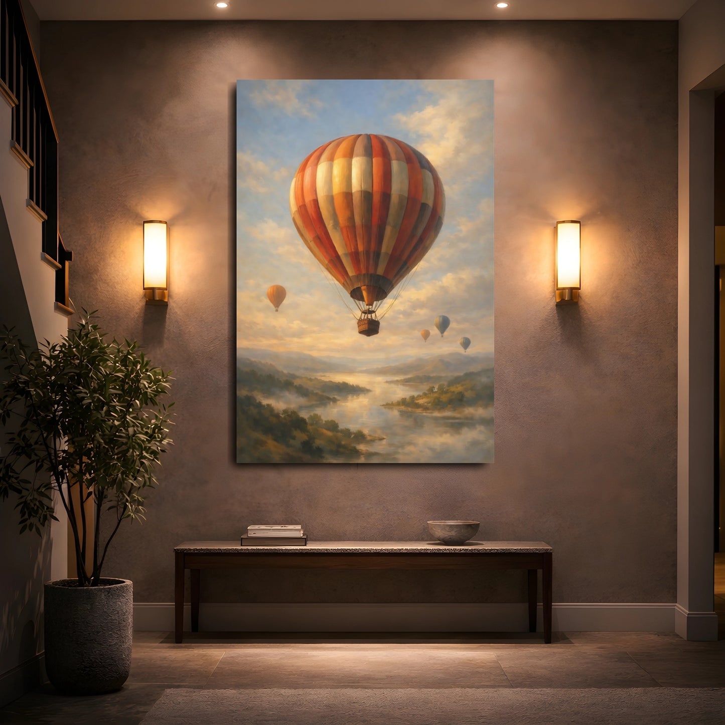 Mockup 4. Nature Hot Air Balloons Hot Air Balloons shown as stretched canvas wall art