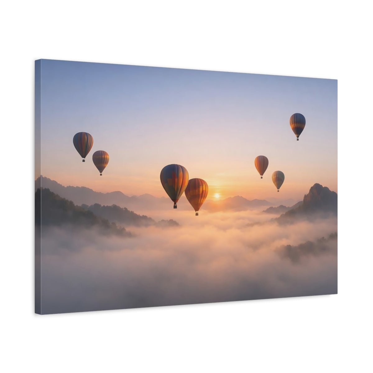 Nature Hot Air Balloons Orange Blue - Canvas Wall Art Print - YesArtYes
