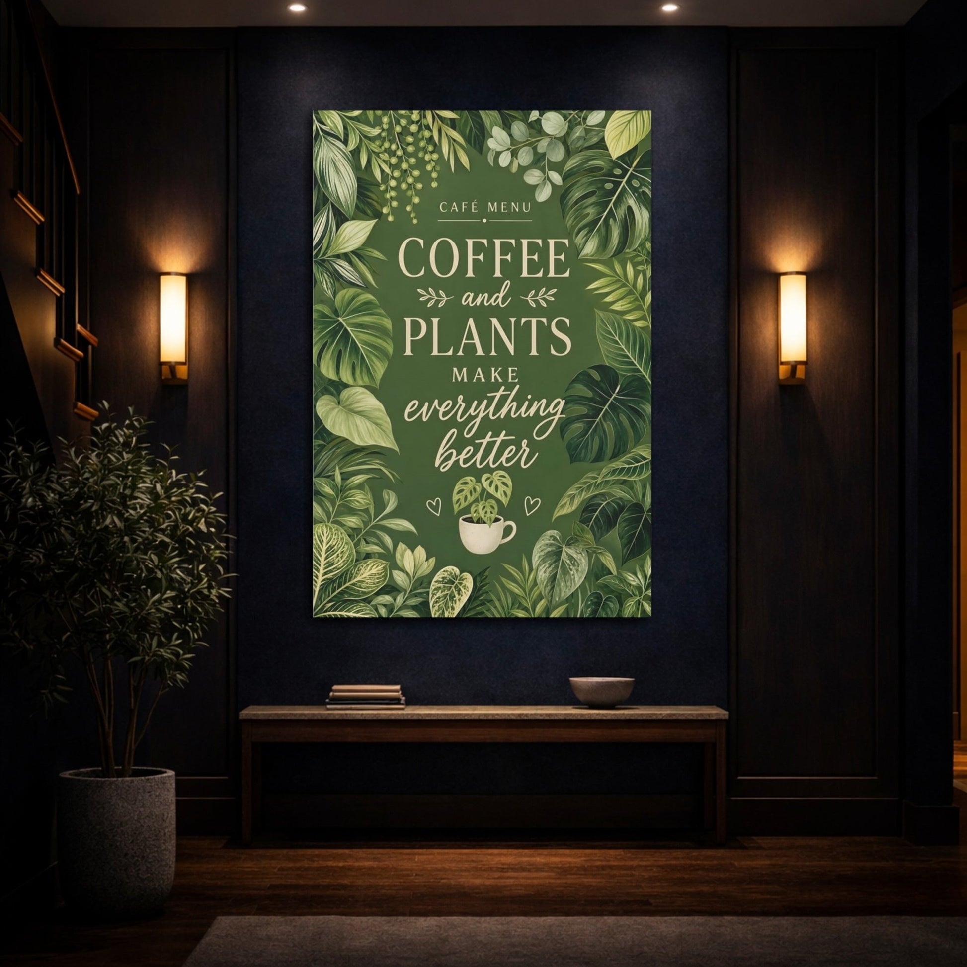 Nature Houseplants Green Plants Quote Canvas Print – Botanical Decor for Kitchen, Dining Area Wall - YesArtYes