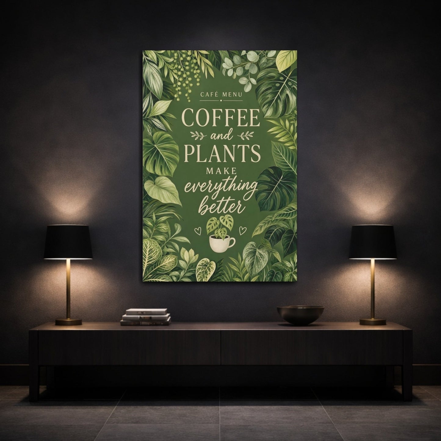Nature Houseplants Green Plants Quote Canvas Print – Botanical Decor for Kitchen, Dining Area Wall - YesArtYes