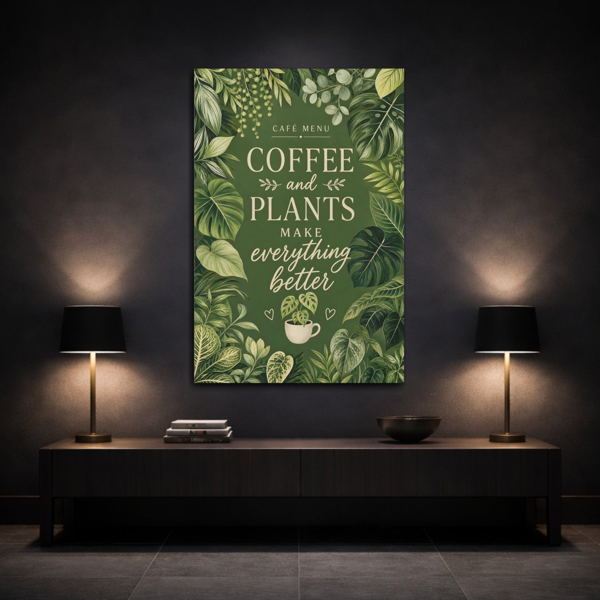 Nature Houseplants Green Plants Quote Canvas Print – Botanical Decor for Kitchen, Dining Area Wall - YesArtYes