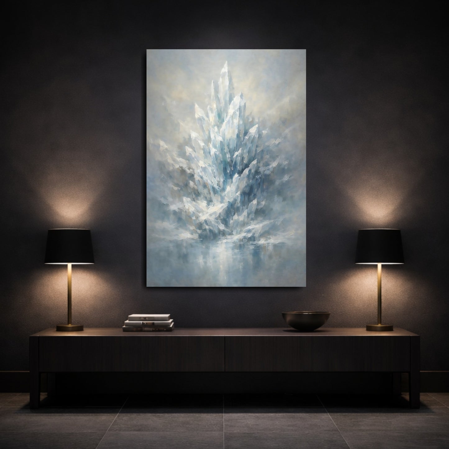 Mockup 2. Nature Ice Crystals Ice Crystal shown as stretched canvas wall art