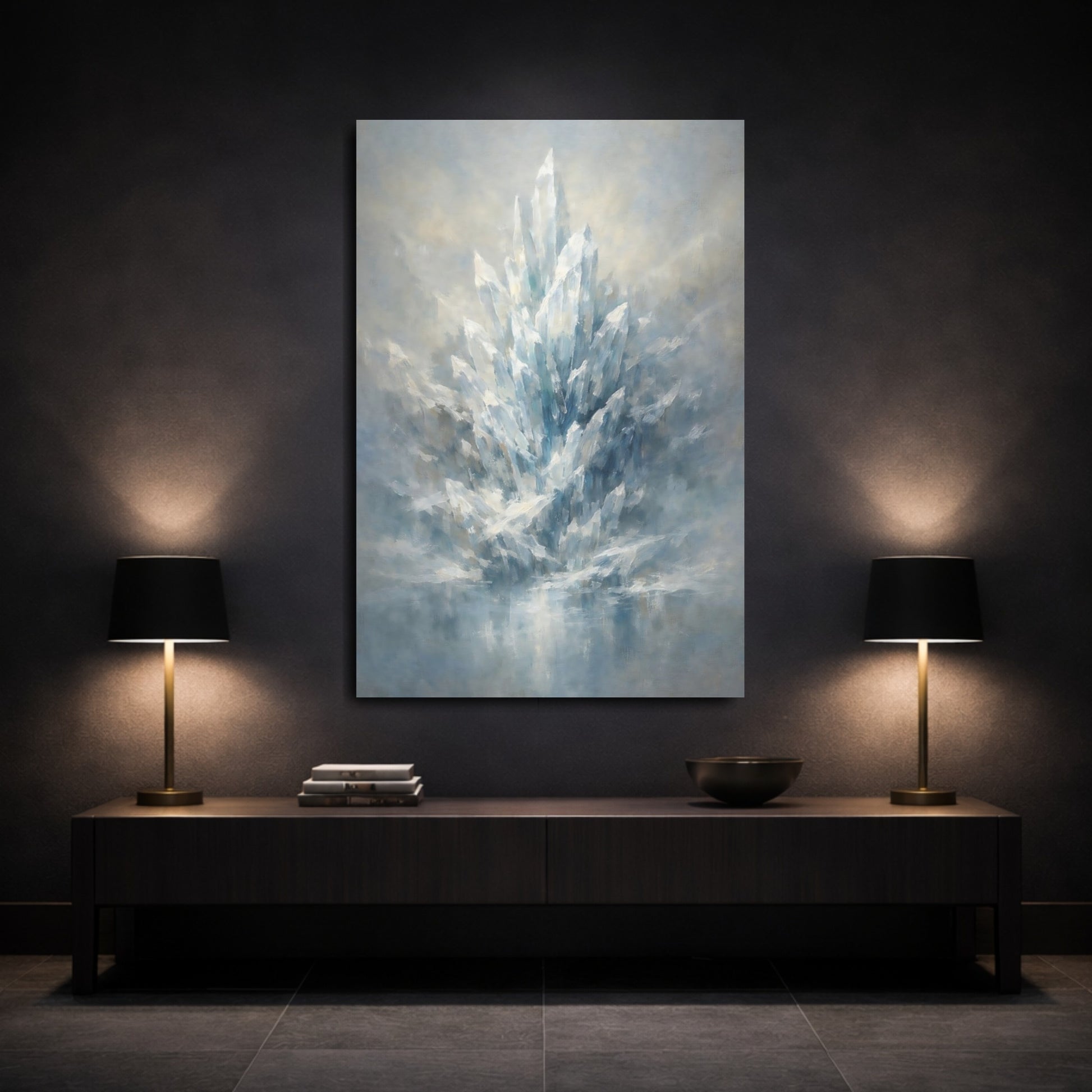 Mockup 2. Nature Ice Crystals Ice Crystal shown as stretched canvas wall art