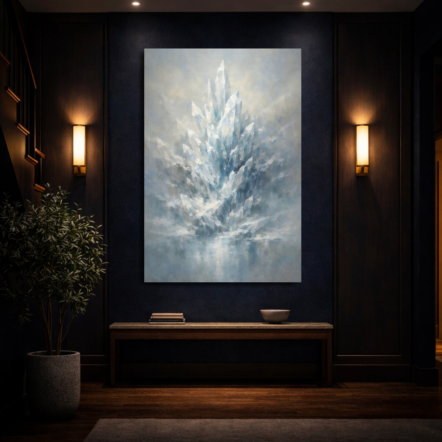 Mockup 3. Nature Ice Crystals Ice Crystal shown as stretched canvas wall art