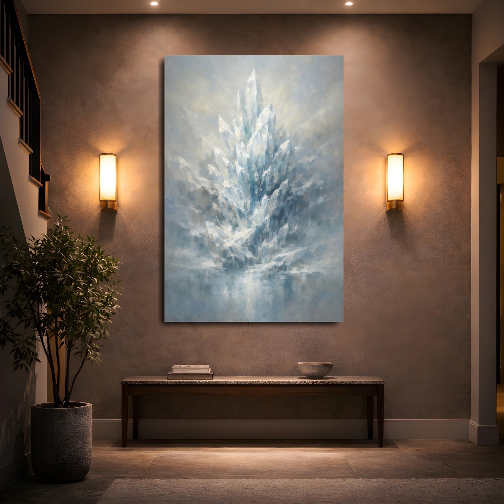 Mockup 4. Nature Ice Crystals Ice Crystal shown as stretched canvas wall art