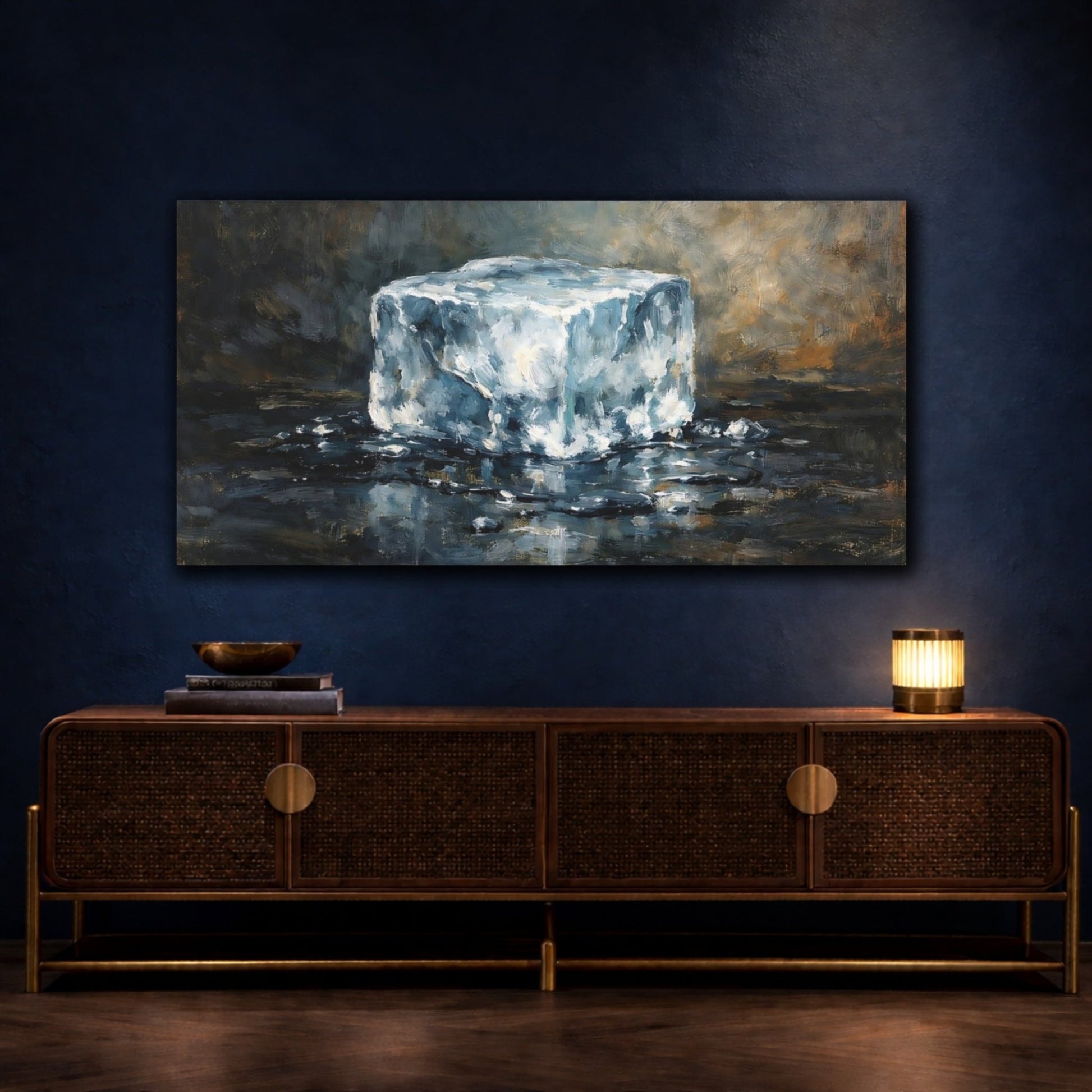 Nature Ice Cube Blue Brown - Canvas Wall Art Print - YesArtYes