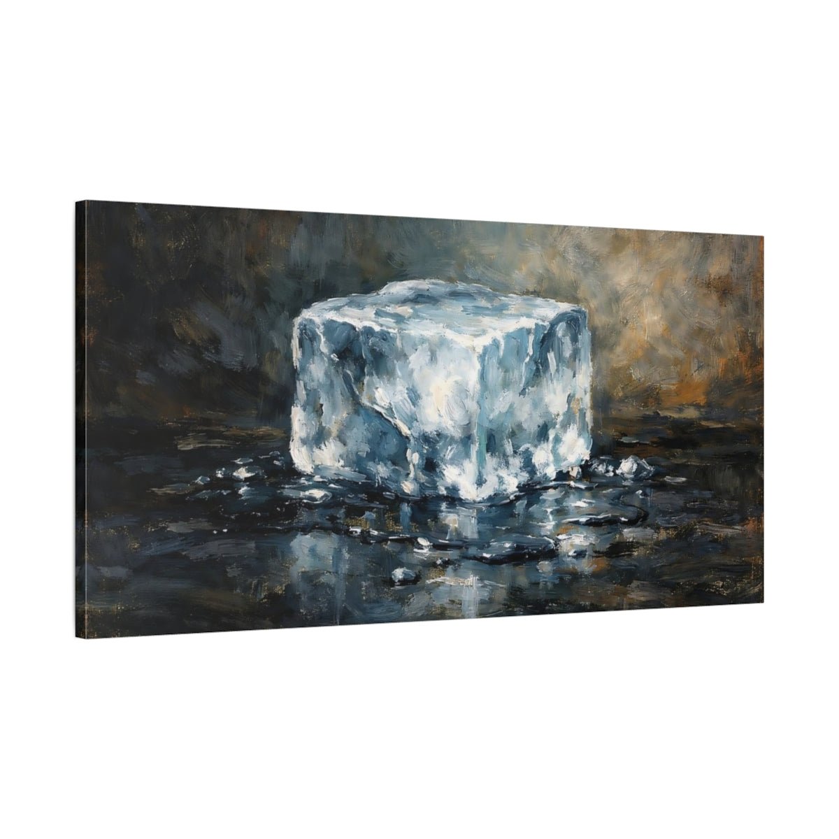 Nature Ice Cube Blue Brown - Canvas Wall Art Print - YesArtYes