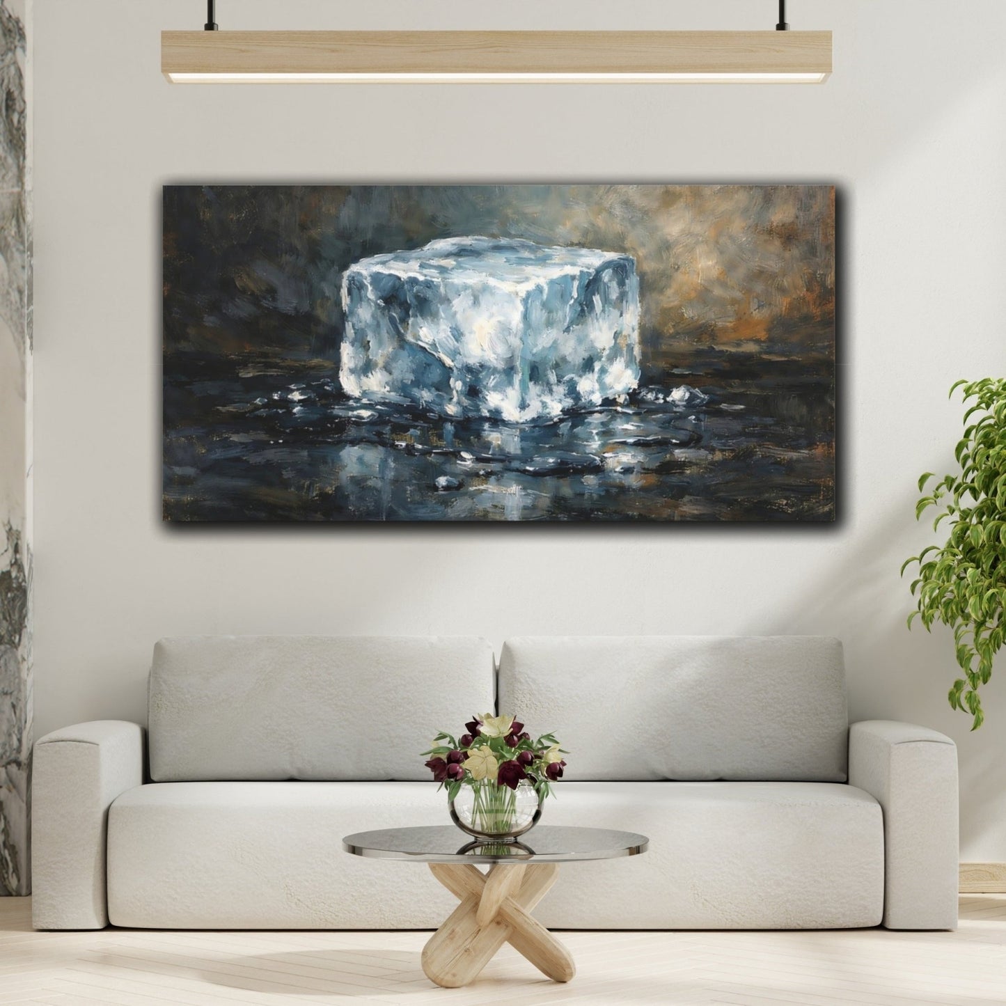 Nature Ice Cube Blue Brown - Canvas Wall Art Print - YesArtYes