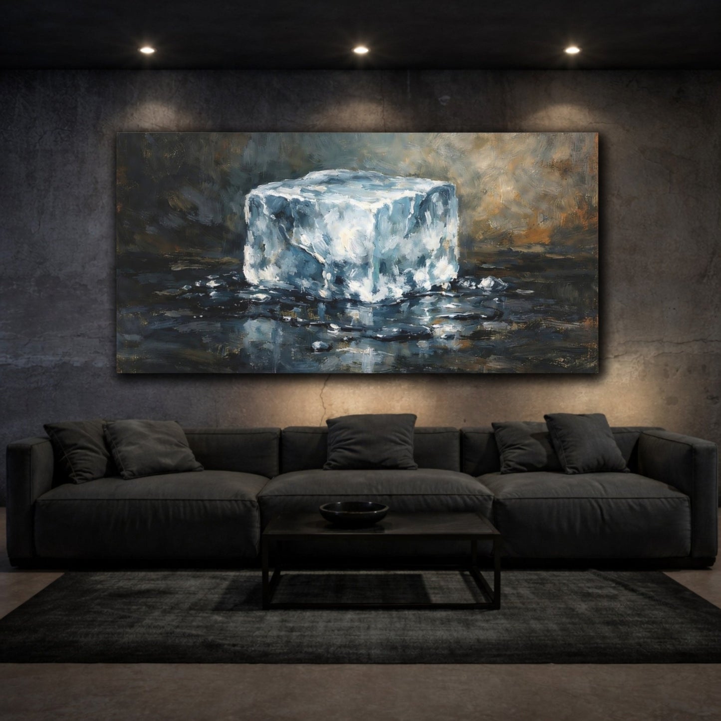Nature Ice Cube Blue Brown - Canvas Wall Art Print - YesArtYes