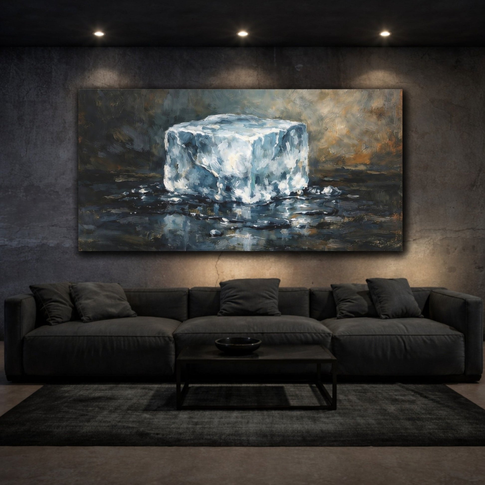 Nature Ice Cube Blue Brown - Canvas Wall Art Print - YesArtYes