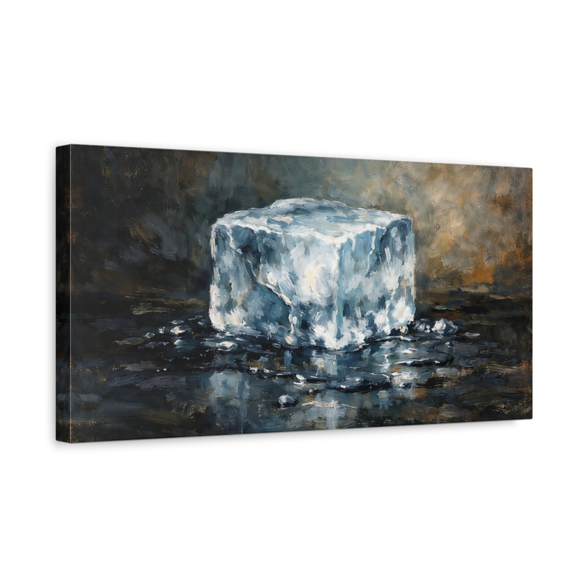 Nature Ice Cube Blue Brown - Canvas Wall Art Print - YesArtYes