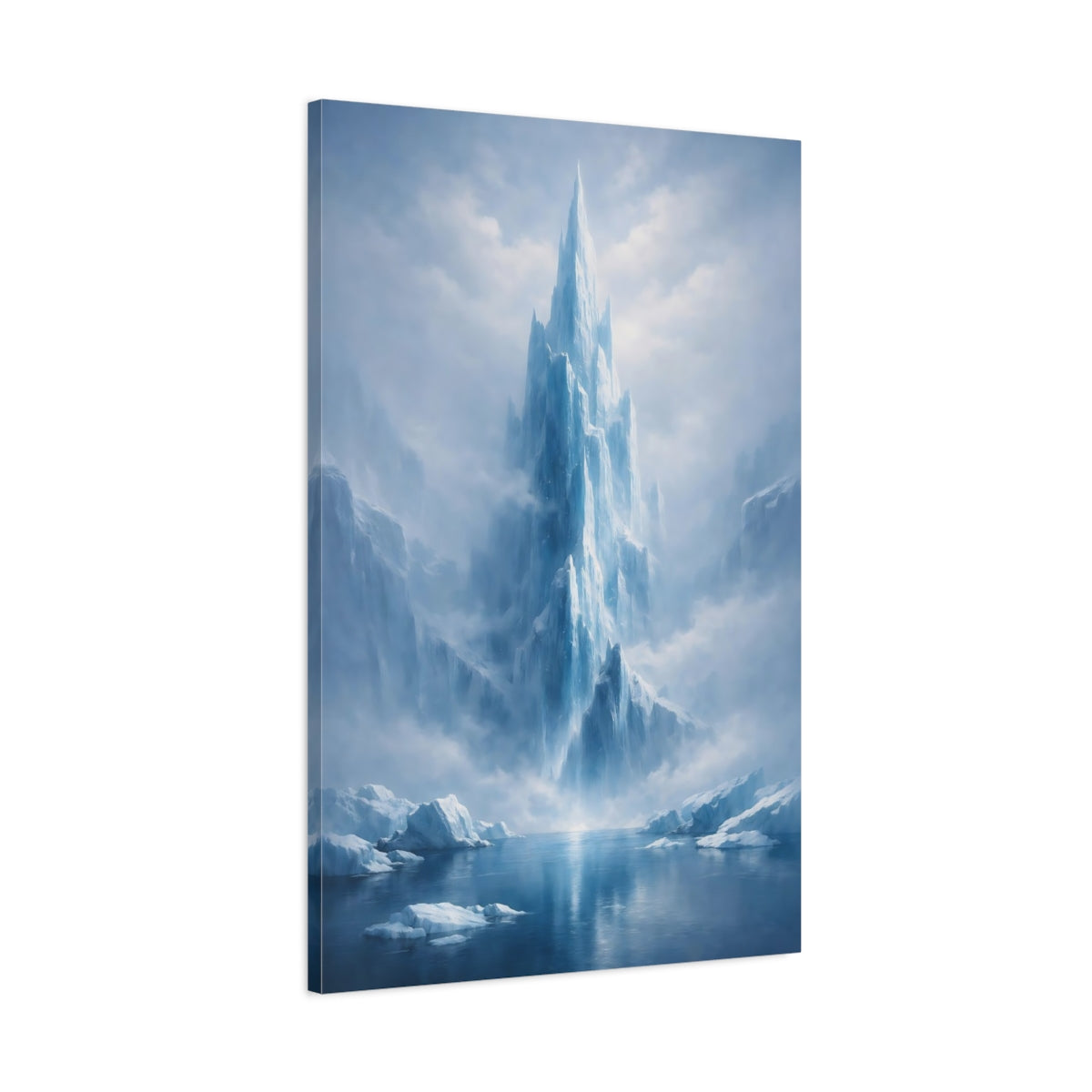 Side Mockup 1. Nature Ice Mountain Blue Ice Mountain shown as stretched canvas wall art