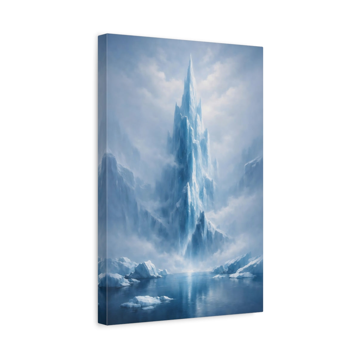 Side Mockup 4. Nature Ice Mountain Blue Ice Mountain shown as stretched canvas wall art