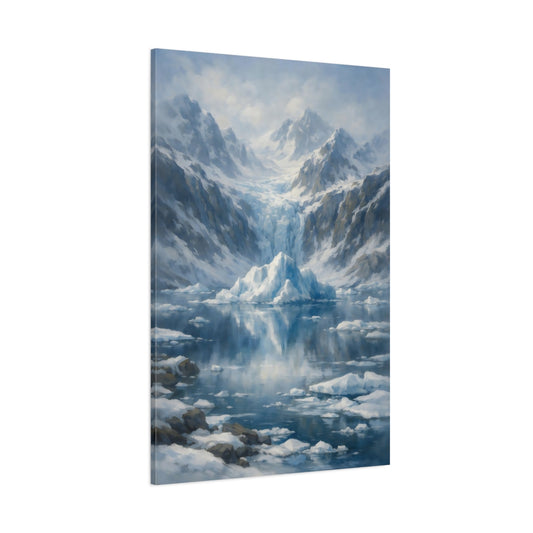 Main Mockup. Nature Iceberg Blue And White shown as stretched canvas wall art