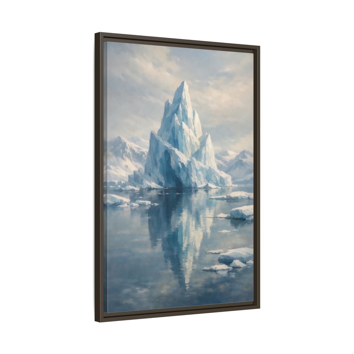 Side Mockup 12. Nature Iceberg Blue And White Iceberg shown as stretched canvas wall art
