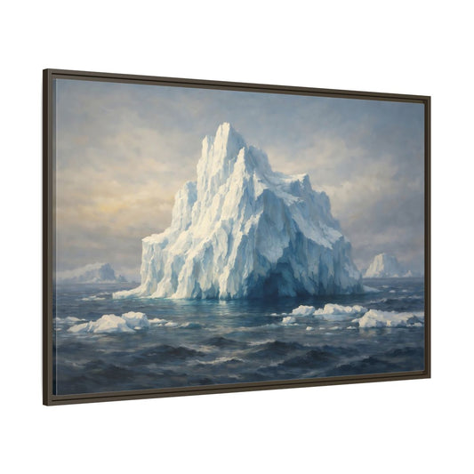 Main Mockup. Nature Iceberg Blue And White Iceberg shown as stretched canvas wall art