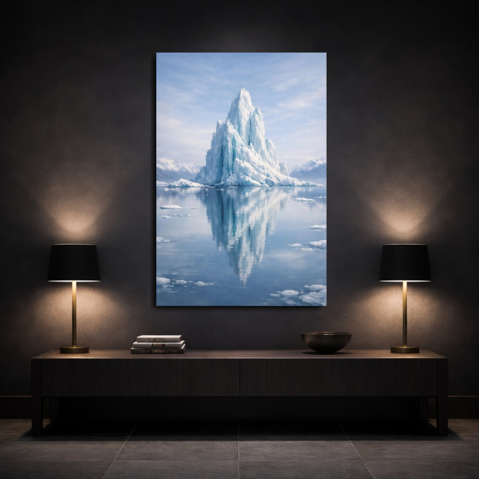 Mockup 2. Nature Iceberg Blue Iceberg shown as stretched canvas wall art