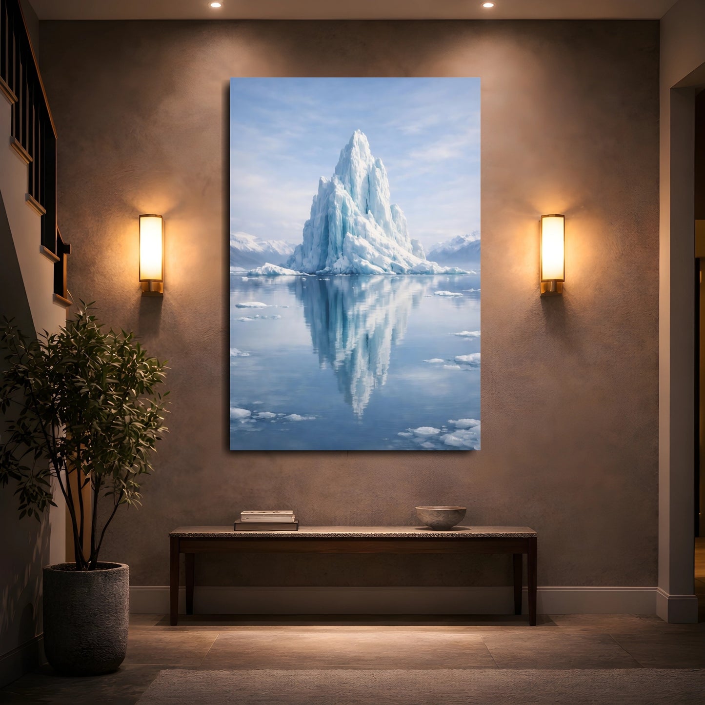 Mockup 4. Nature Iceberg Blue Iceberg shown as stretched canvas wall art